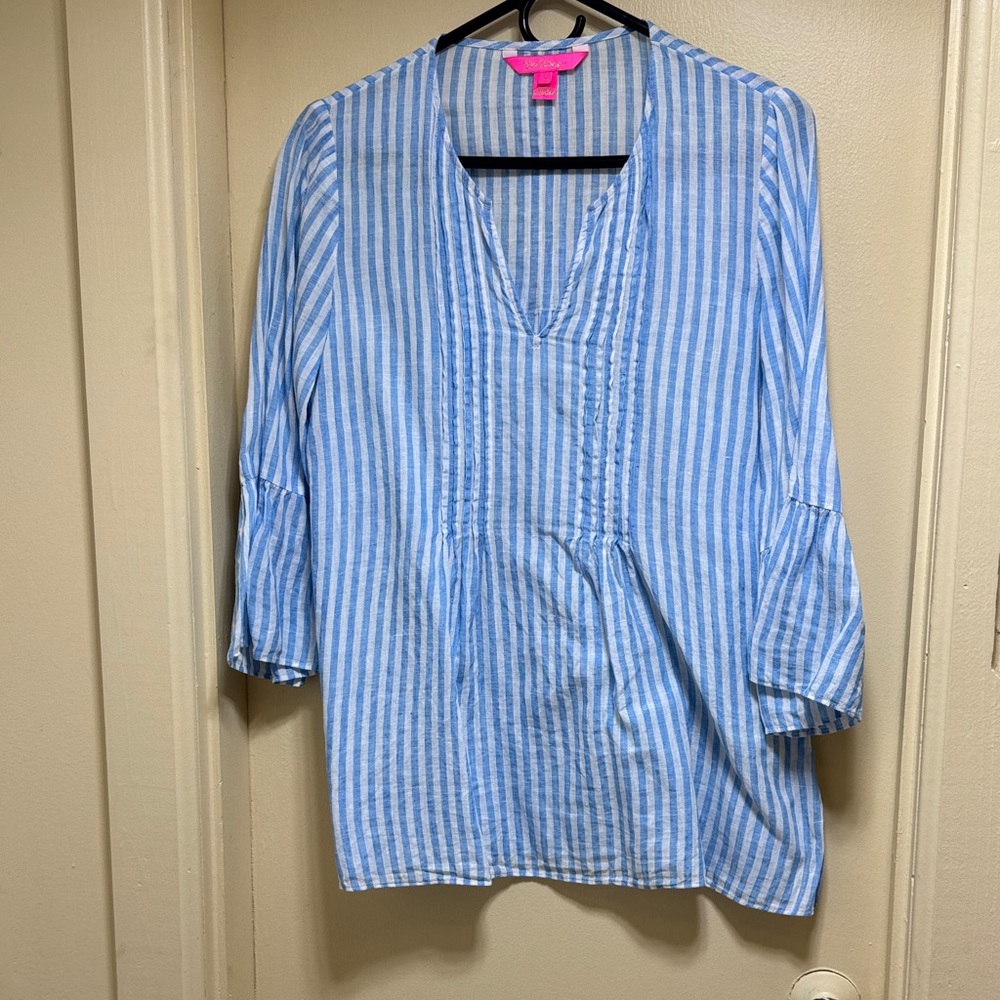 Lilly Pulitzer Sky Blue Striped Blouse